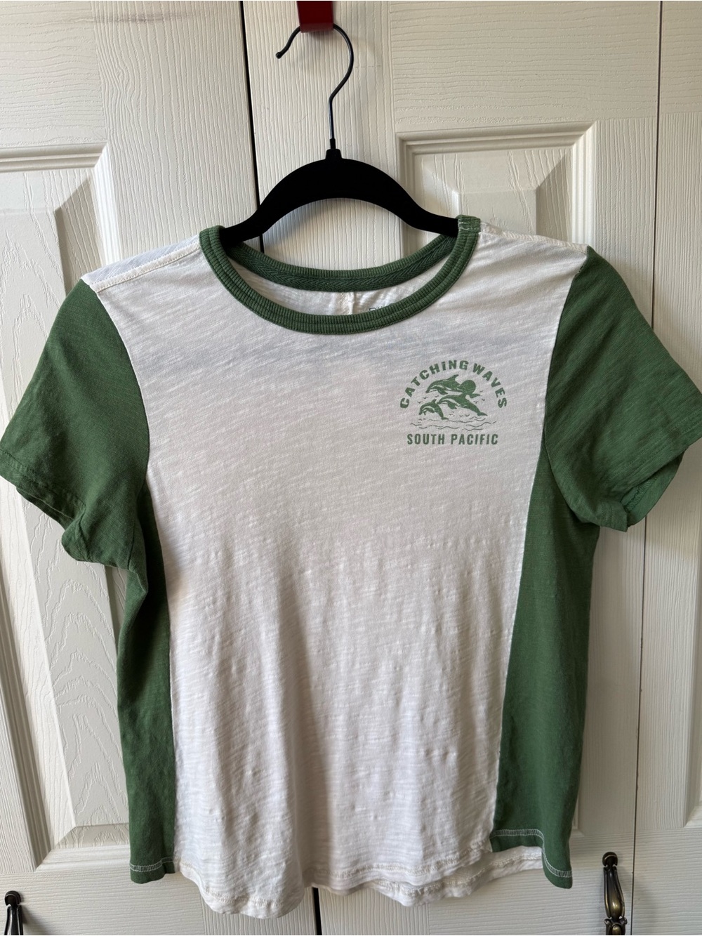 PILCRO by Anthropologie Catching Waves South Pacific Ringer Tee Size Medium